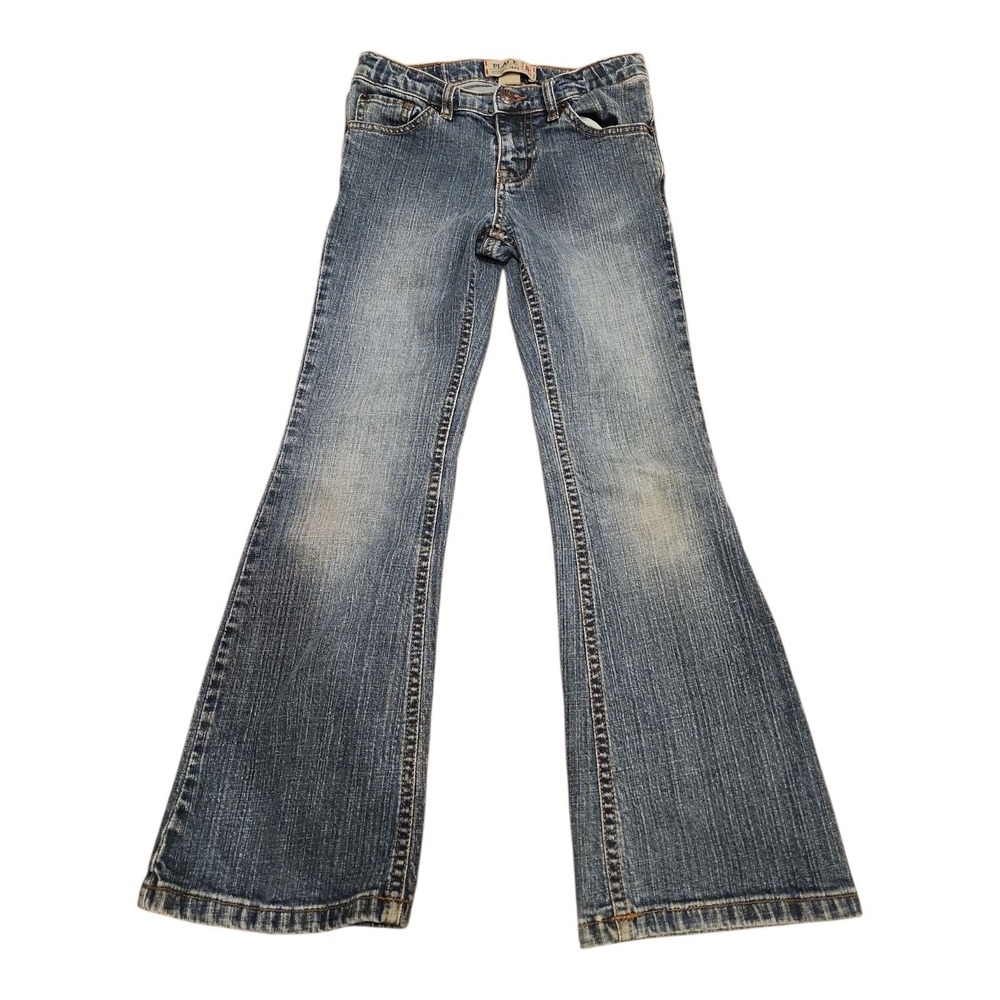 The Children's Place Bootcut Jeans Girls Size 8 Blue Heart Embroidery Y2K Style